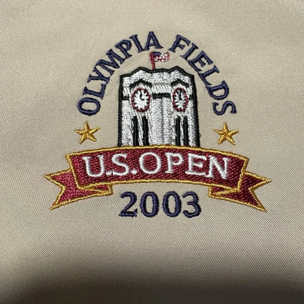 Cutter & Buck Golf Vest Mens XL Beige Windbreaker Olympia Fields U.S. Open 2003